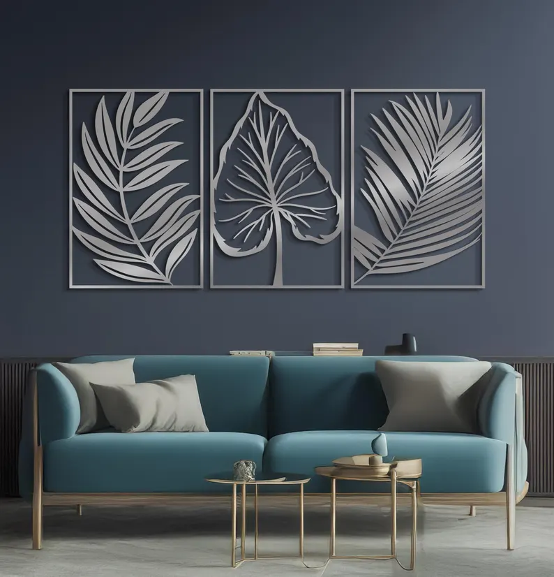 Botanical Metal Wall Art Triptych