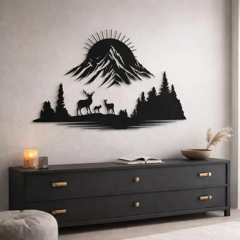 Mountain Wildlife Metal Wall Art